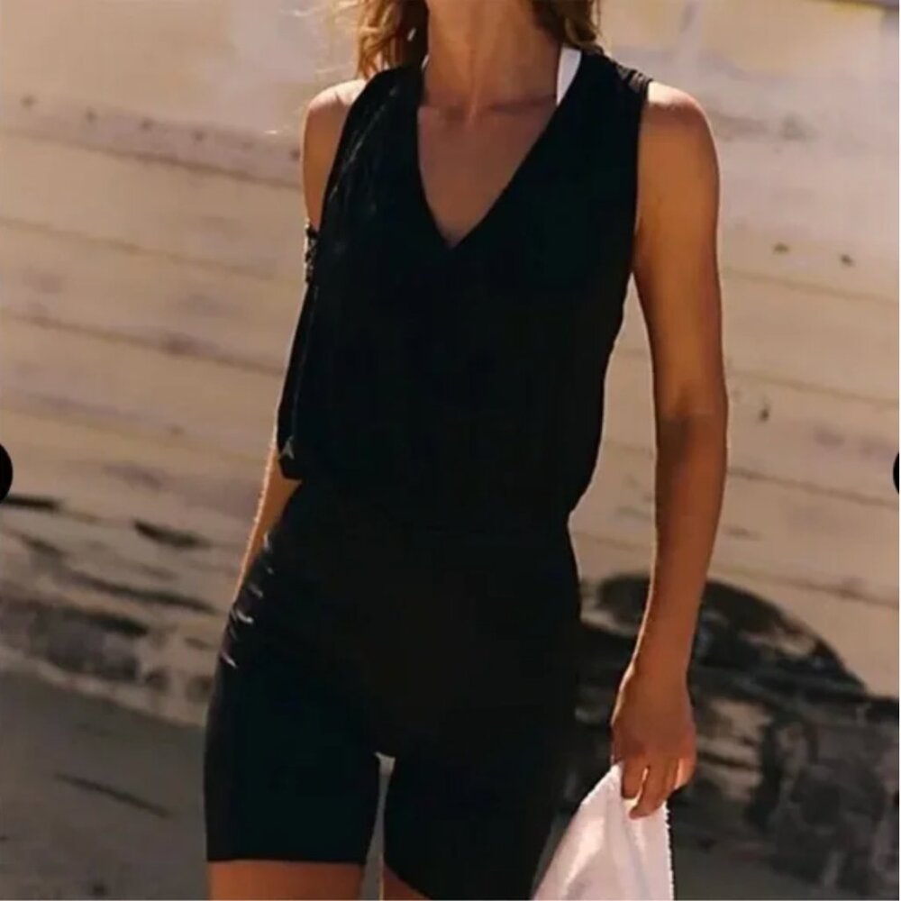 FP Movement Black Radiant Shortsie Workout Romper - Sz M